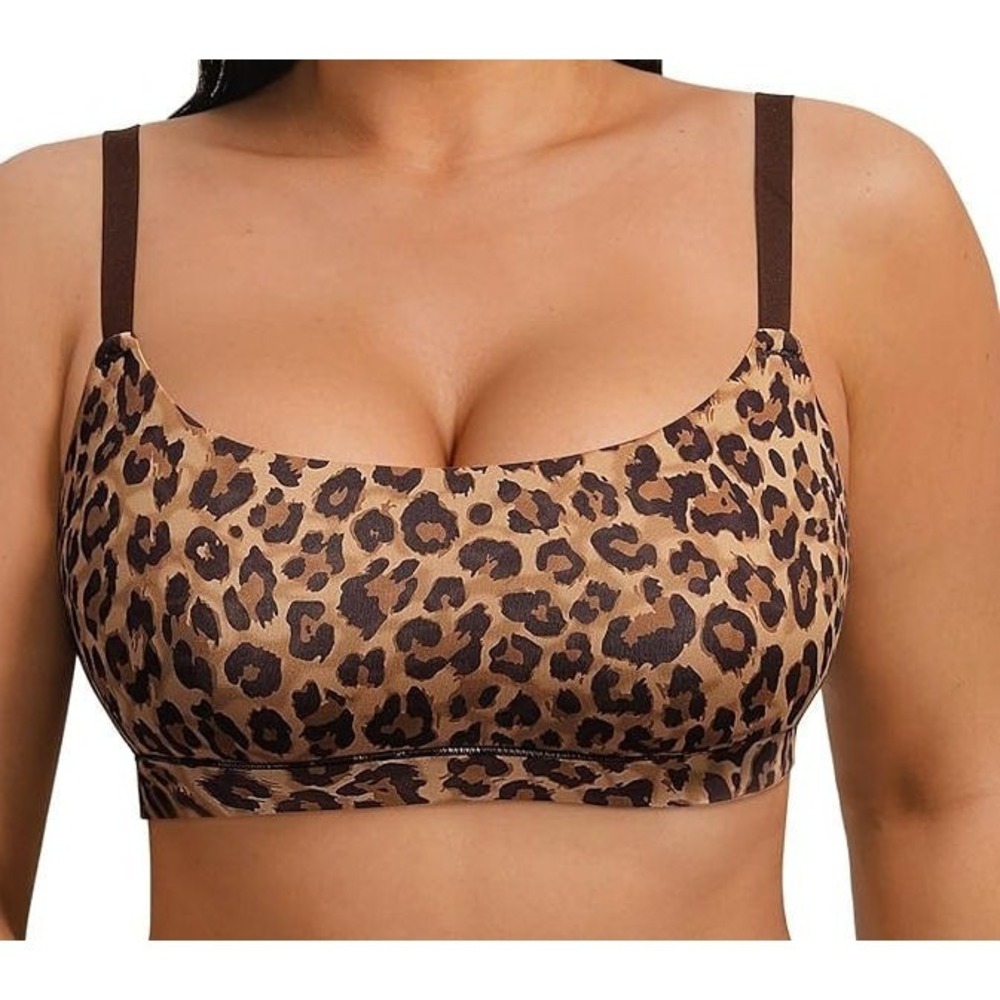 FeelinGirl Seamless Wireless Bralette - Leopard Print Brown - Size XL